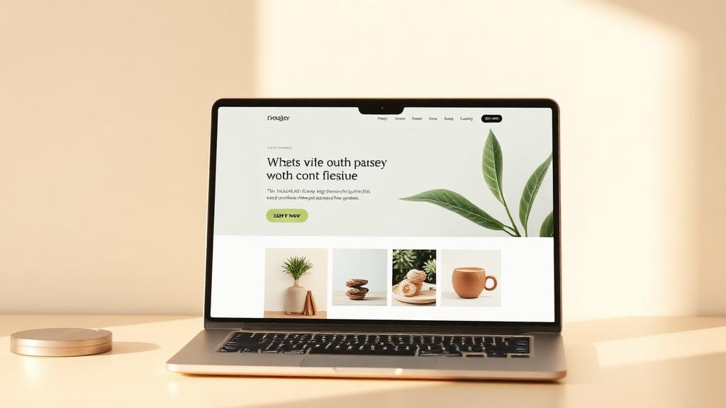 Laptop showing a clean, organic website layout